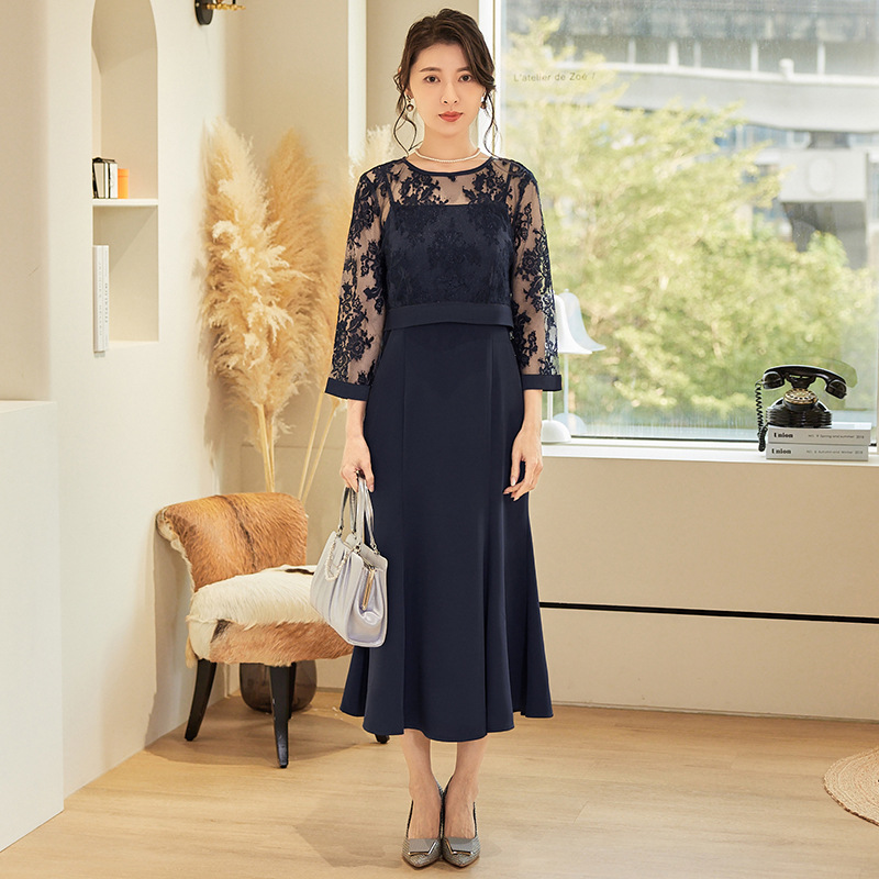 Lady💗蕾絲拼接假兩件魚尾連身裙：圖片 6