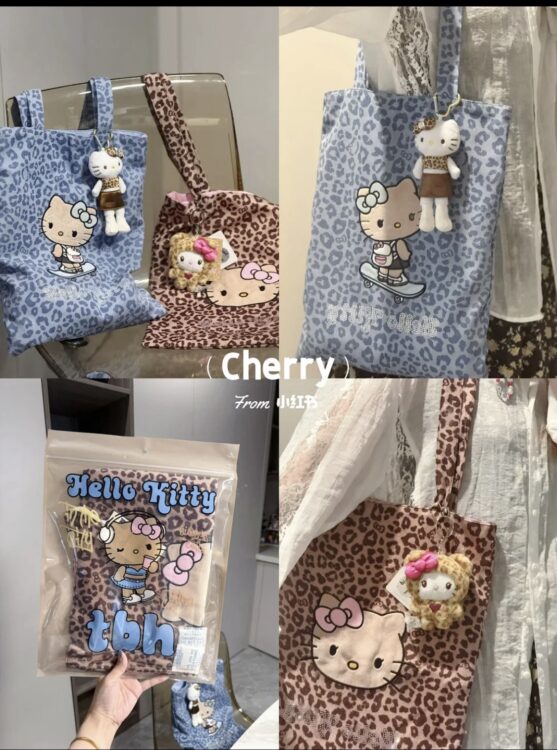 💟HelloKitty 豹紋帆布袋