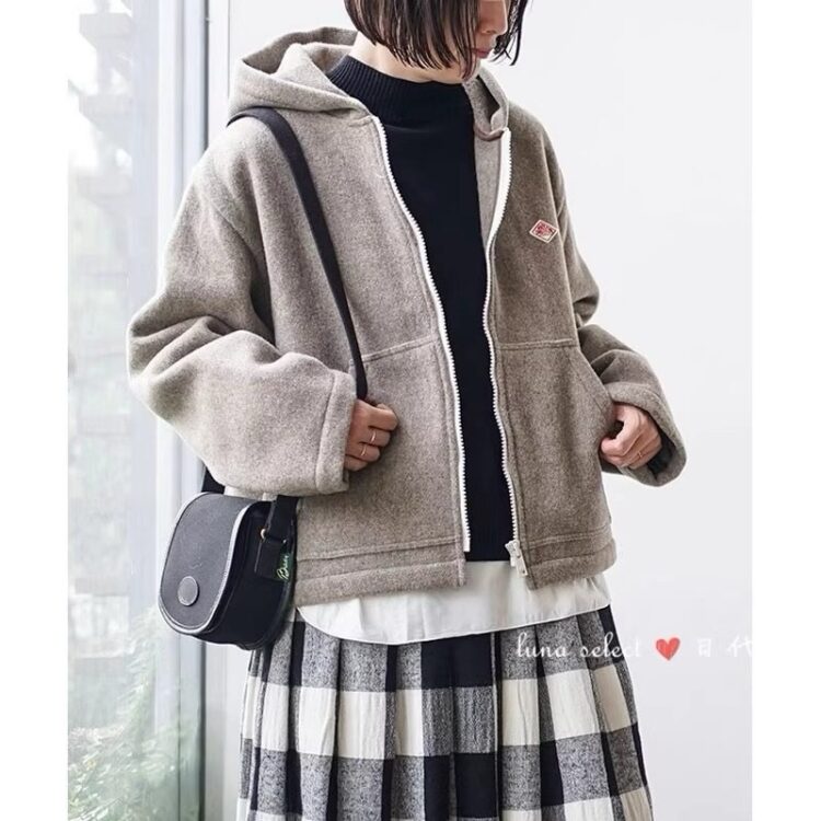 2025年冬季新品✨ Danton拉鍊連帽毛呢絨外套