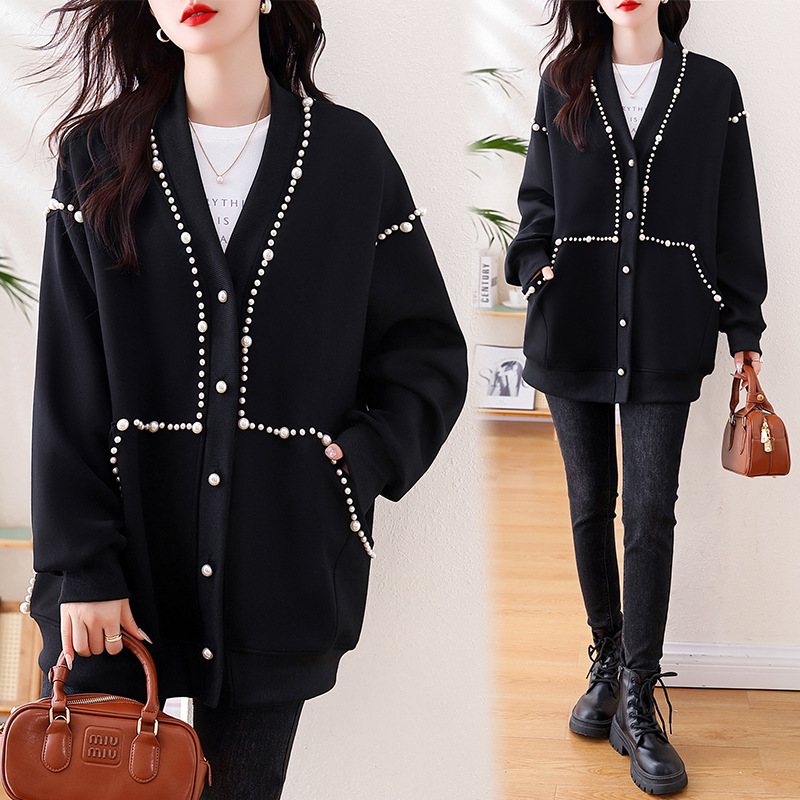 PLUS SIZE💗加大碼黑色釘珠顯瘦外套：圖片 7