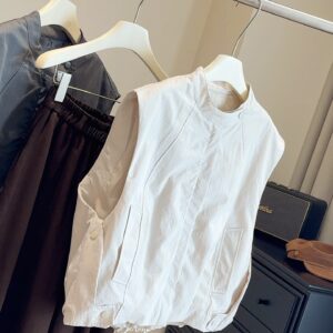 🩷chic 春秋新裝! 韓系寬鬆立領短款馬甲外套：圖片 5