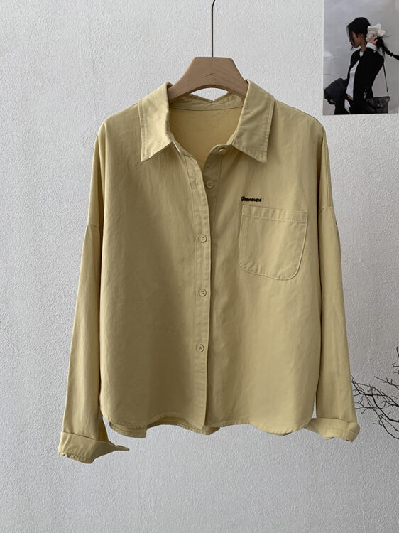 🩷chic 秋裝! 超級爆款！ 翻領刺繡字母洗水棉恤衫
