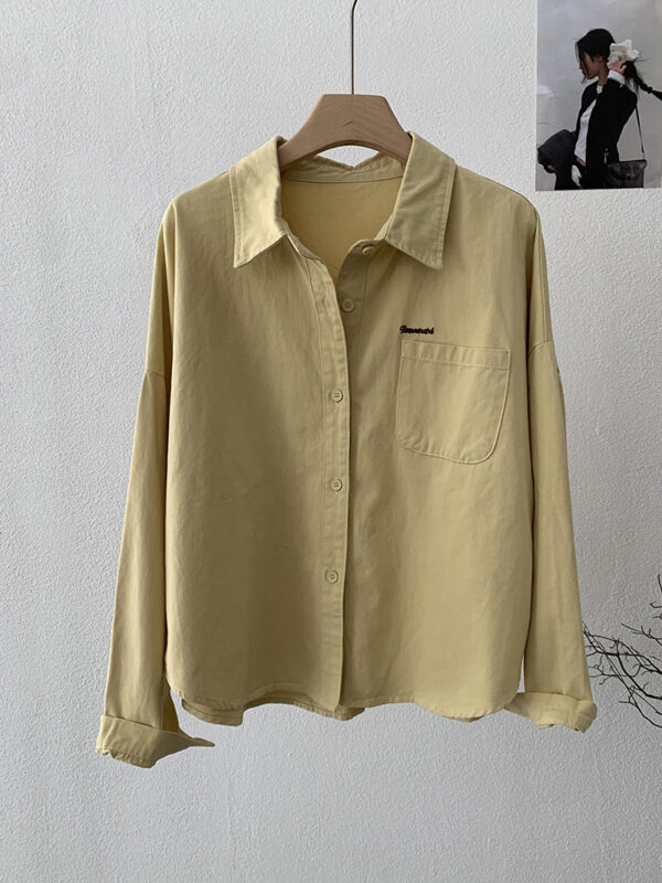 🩷chic 秋裝! 超級爆款！ 翻領刺繡字母洗水棉恤衫
