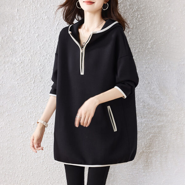 PLUS SIZE💗撞色連帽長款衛衣