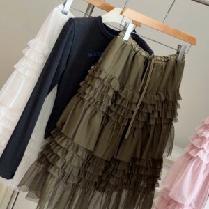 🩷chic 春夏新裝! 橡筋腰蓬蓬網紗蛋糕裙：圖片 3