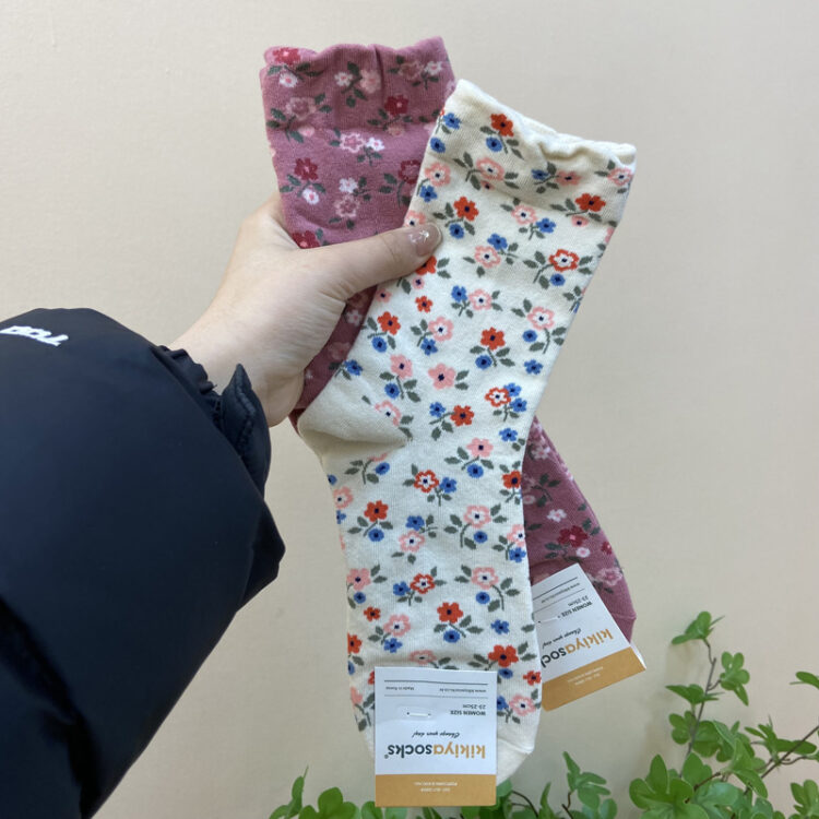 韓國🇰🇷 kikiya 田園風碎花滿印棉質中筒襪 (5對/一套)