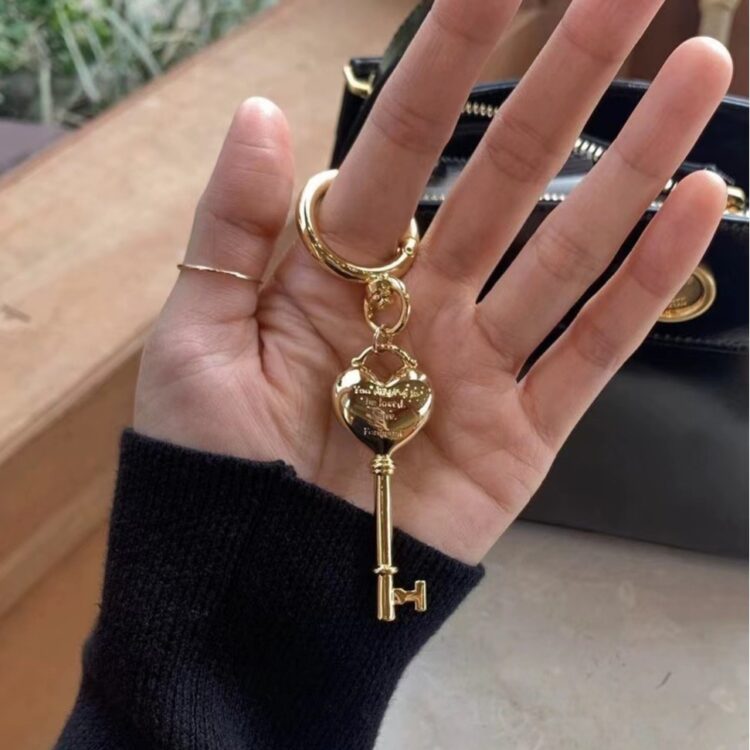 韓國黃銅鍍k金愛心鎖頭掛飾/鑰匙扣