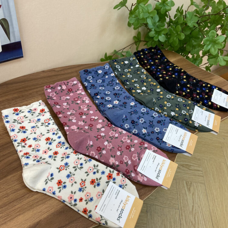 韓國🇰🇷 kikiya 田園風碎花滿印棉質中筒襪 (5對/一套)