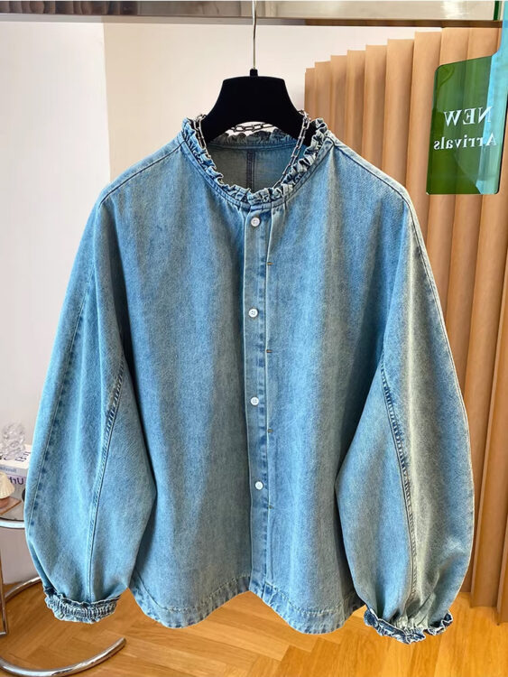🩷chic 春秋新裝! 超好看水洗做舊長袖牛仔衫