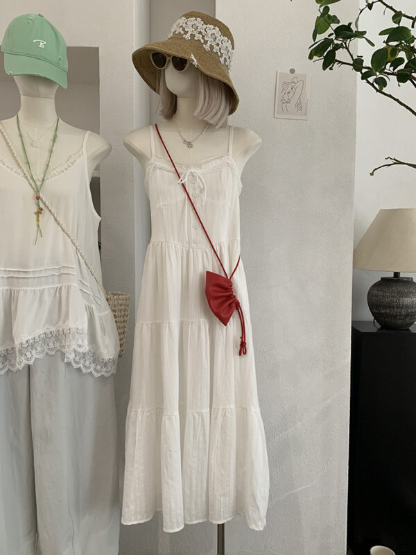 🩷chic 新裝! 甜美彈力橡筋背吊帶連衣裙