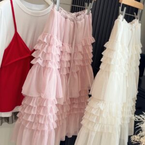 🩷chic 春夏新裝! 橡筋腰蓬蓬網紗蛋糕裙：圖片 4