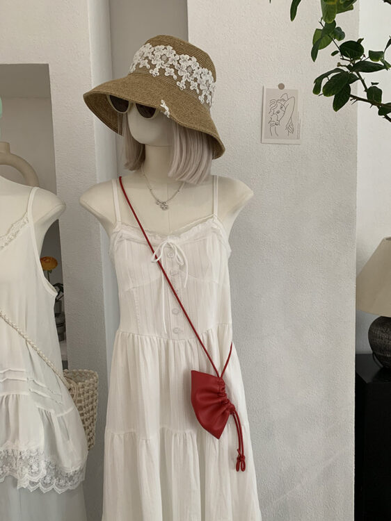 🩷chic 新裝! 甜美彈力橡筋背吊帶連衣裙