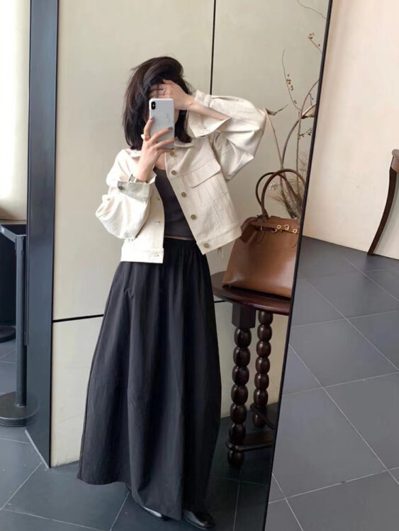 🩷chic 春秋新裝! 簡約百搭橡筋腰氣球半截裙