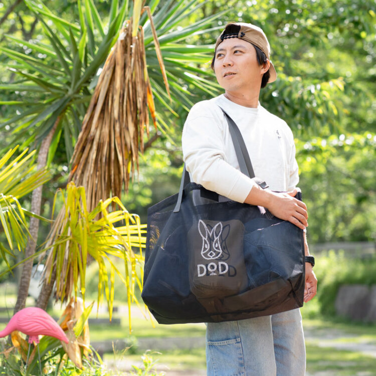 日本潮牌DOD卡通兔單肩網紗度假沙灘袋