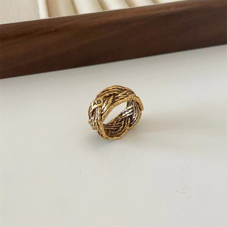 小眾復古金屬麥穗編織戒指