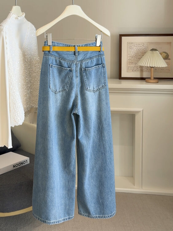 🩷chic 春夏新裝!韓系高腰寬鬆直筒闊腿牛仔褲