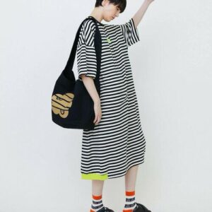 2026春夏新品✨鬆身條紋短袖連身裙