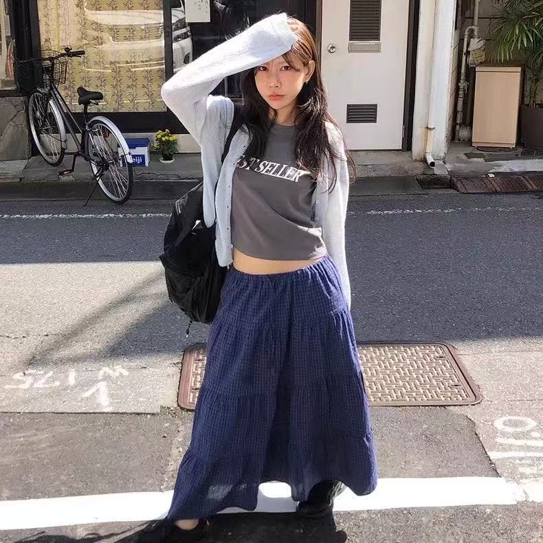 🩷chic 春季新裝! 清新韓系格紋蛋糕裙：圖片 3