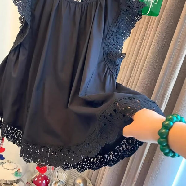 PLUS SIZE💗大碼復古蕾絲拼接無袖小衫