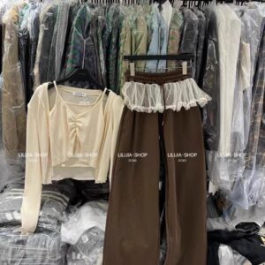 2026年春季新品✨東大門LACE花邊假兩件運動褲：圖片 1