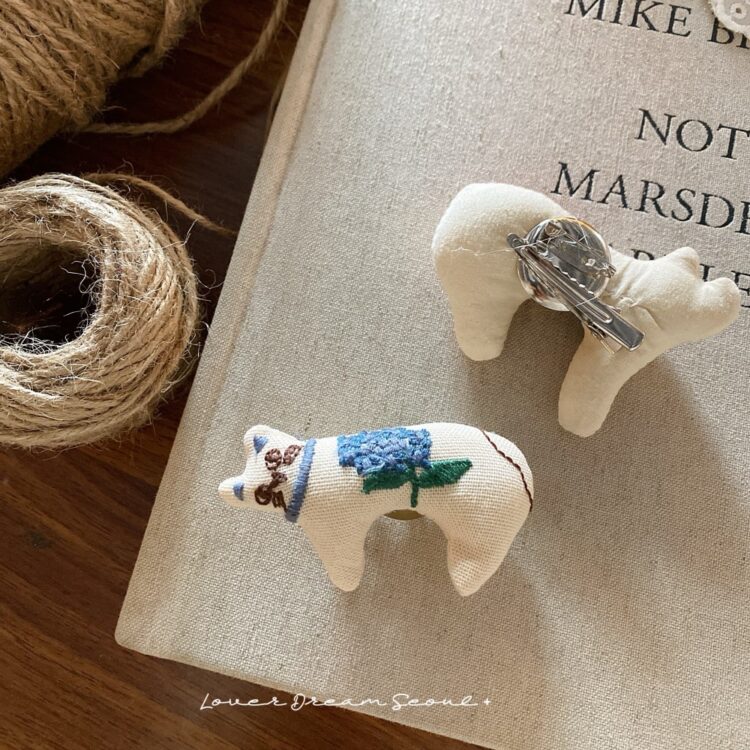 動物系列 – 布藝刺繡小狗小貓天鵝小馬多用途胸針/衣飾/髮夾