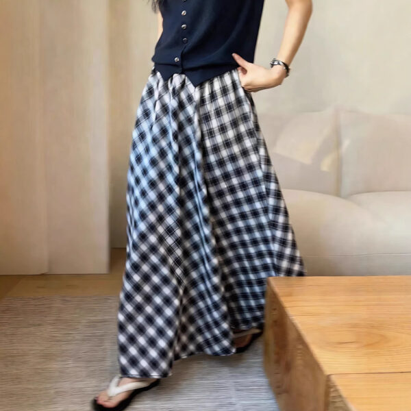 🩷chic 春夏新裝! 森系高腰顯瘦格紋半身裙