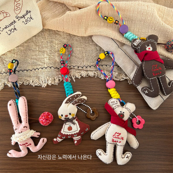 🇰🇷東大門可愛動物系列布藝卡通公仔熊圍裙兔鑰匙扣/胸針/百搭包包掛飾