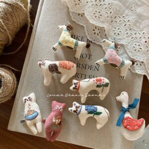 動物系列 – 布藝刺繡小狗小貓天鵝小馬多用途胸針/衣飾/髮夾：圖片 1