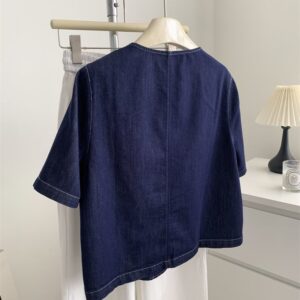 PLUS SIZE💗特大碼復古薄款牛仔短袖開衫：圖片 4