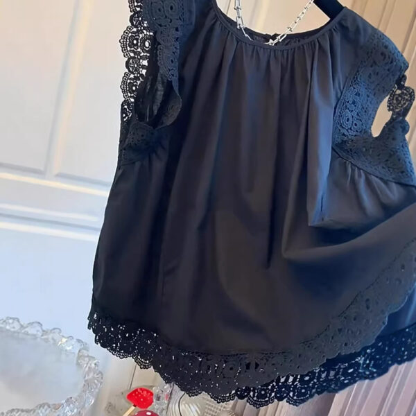 PLUS SIZE💗大碼復古蕾絲拼接無袖小衫