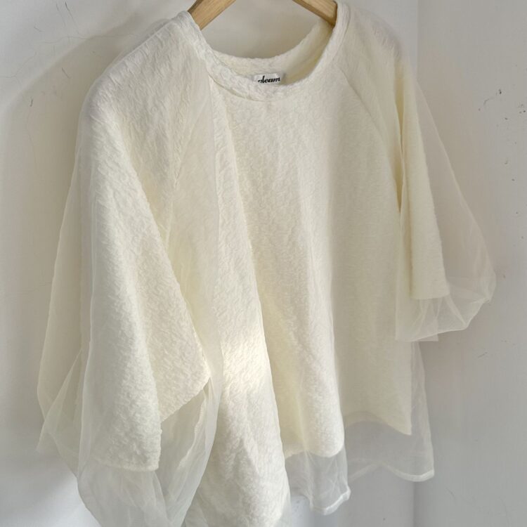 PLUS SIZE💗特大碼雙層網紗泡泡袖上衣