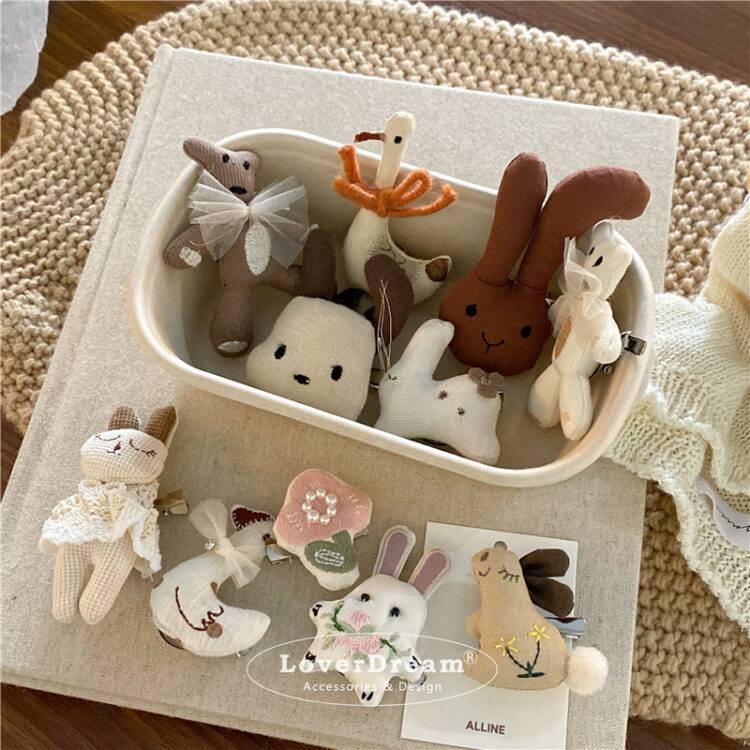 🇰🇷東大門可愛動物系列布藝卡通公仔小兔子小熊天鵝兩用胸針/鴨嘴夾
