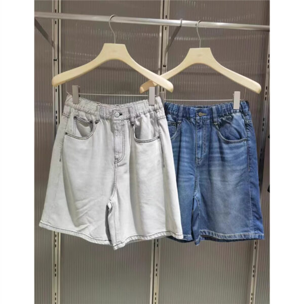 🩷chic 夏季新裝!顯瘦直筒五分天絲牛仔短褲
