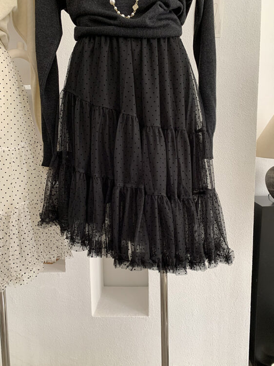 🩷chic 新裝! 圓點不規則網紗半截裙