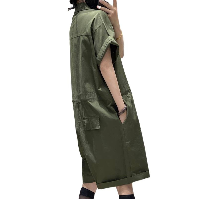 🩷chic 新裝!大碼薄款寬鬆工裝連身短褲：圖片 3