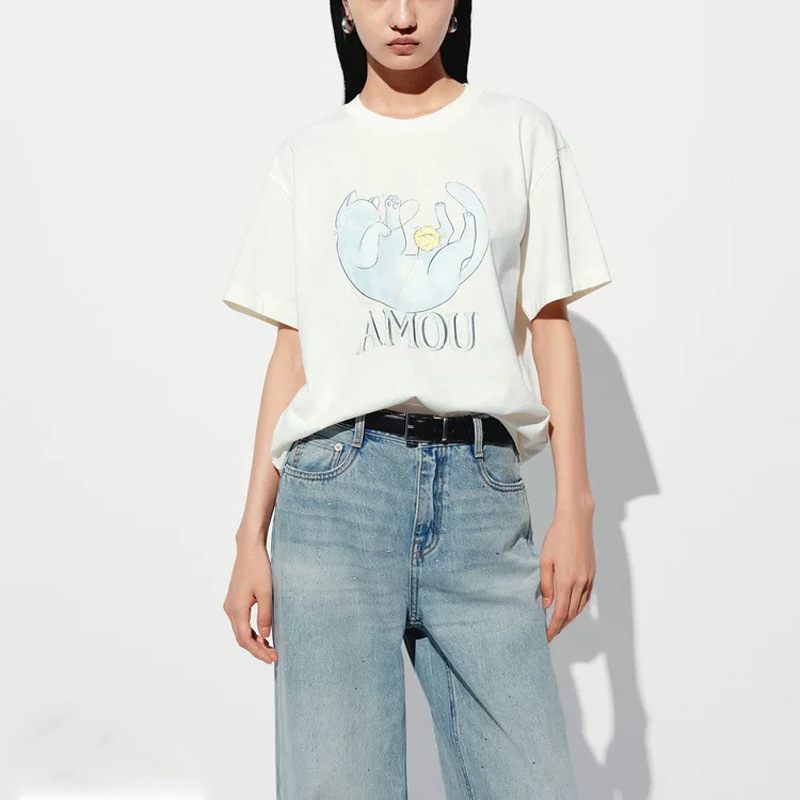 🩷chic 新裝!可愛萌趣毛線小貓印花T恤：圖片 2