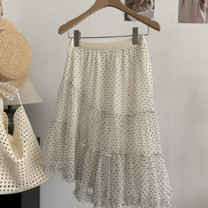 🩷chic 新裝! 圓點不規則網紗半截裙：圖片 4