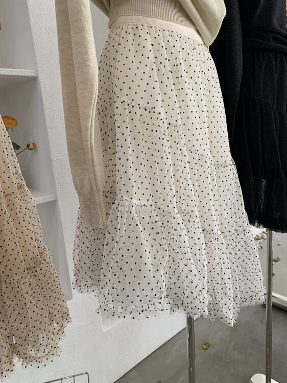 🩷chic 新裝! 圓點不規則網紗半截裙