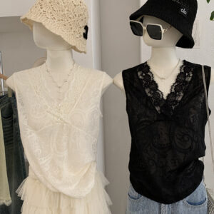 🩷chic 新裝! 純欲風LACE花邊V領修身背心：圖片 1