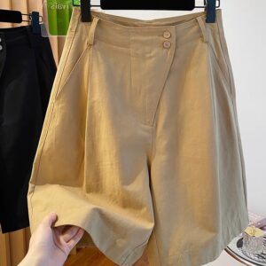 🩷chic 春夏新裝! 日系A字版形5分工裝褲：圖片 1