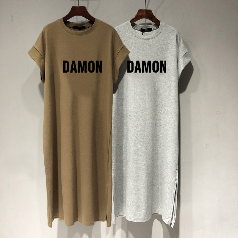 🩷chic 新裝!小飛袖純棉開叉T恤連衣裙：圖片 10