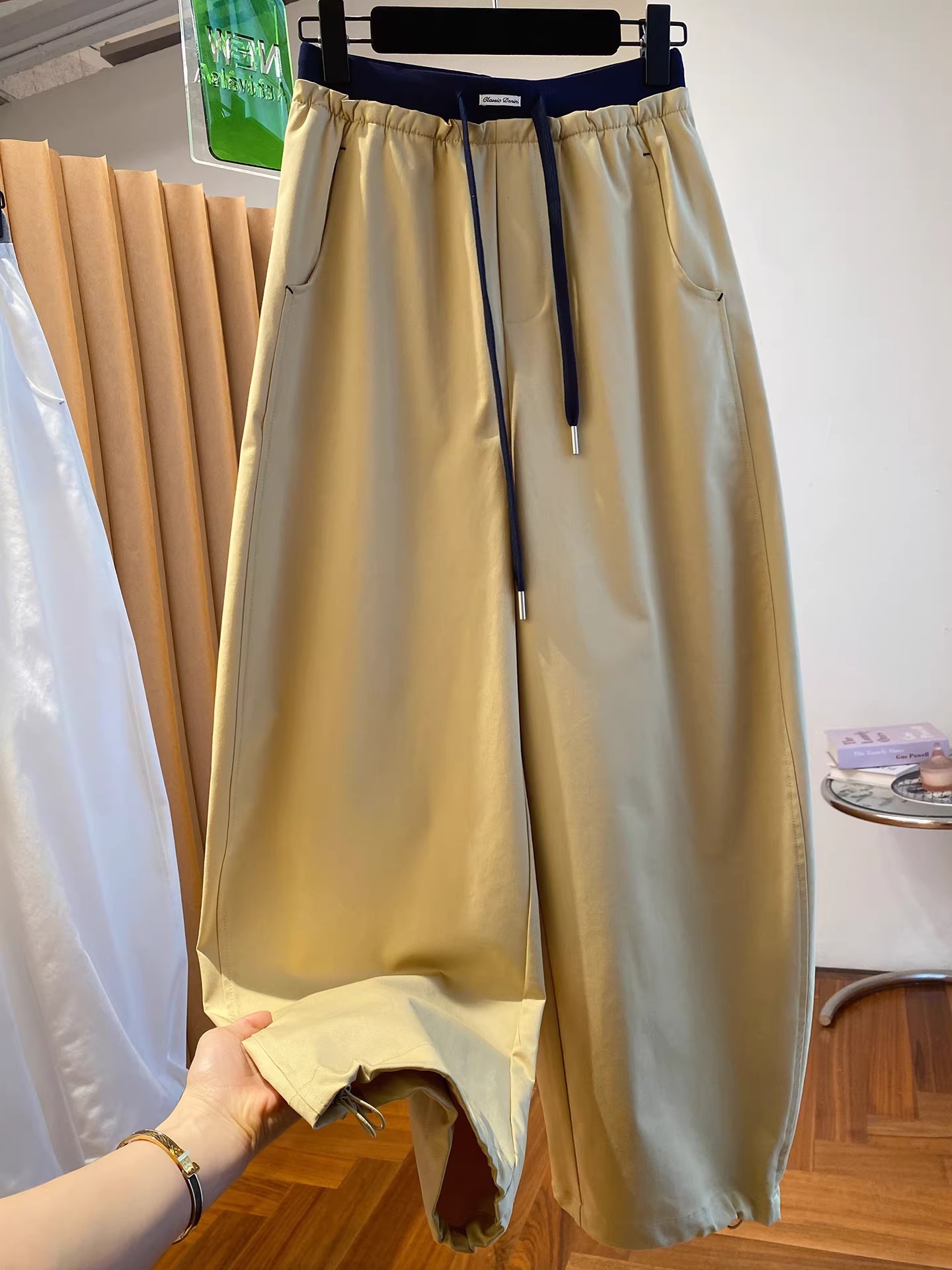 PLUS SIZE💗高級感寬鬆抽繩可束腳彎刀褲：圖片 2