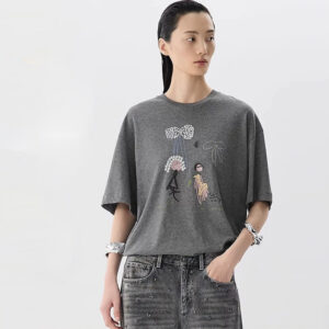 🩷chic 新裝!3色亮片燙鑽卡通印花T恤：圖片 1