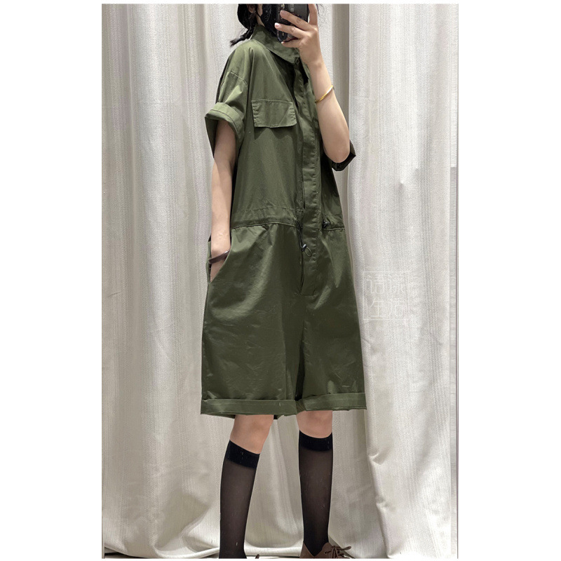 🩷chic 新裝!大碼薄款寬鬆工裝連身短褲：圖片 8