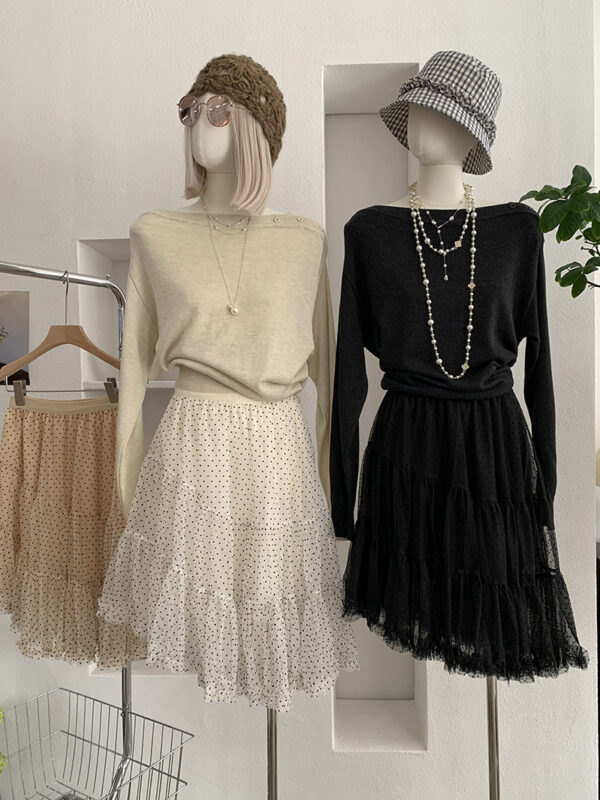 🩷chic 新裝! 圓點不規則網紗半截裙