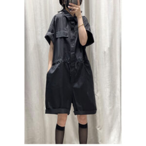 🩷chic 新裝!大碼薄款寬鬆工裝連身短褲：圖片 2