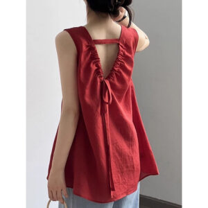 🩷chic 新裝!露背紅色背心：圖片 3