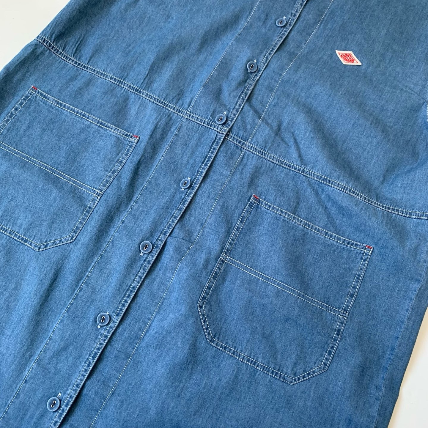 ✨Danton車縫線牛仔開鈕連身裙：圖片 5