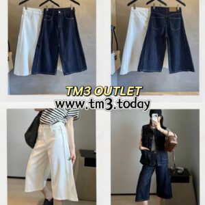 🩷chic 新裝! 復古感八分闊腳牛仔褲 ：圖片 1