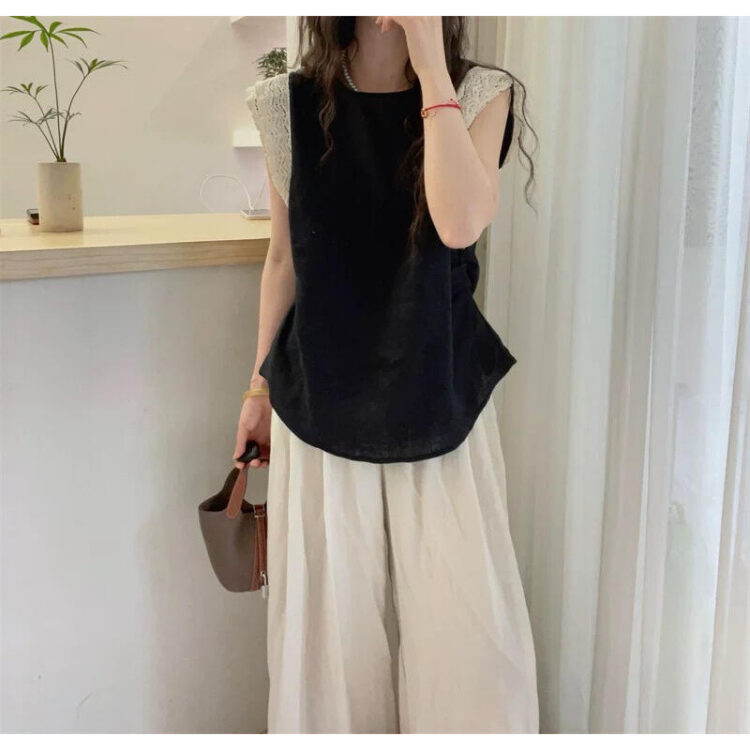 🩷chic 新裝!lace飛飛袖棉麻無袖衫